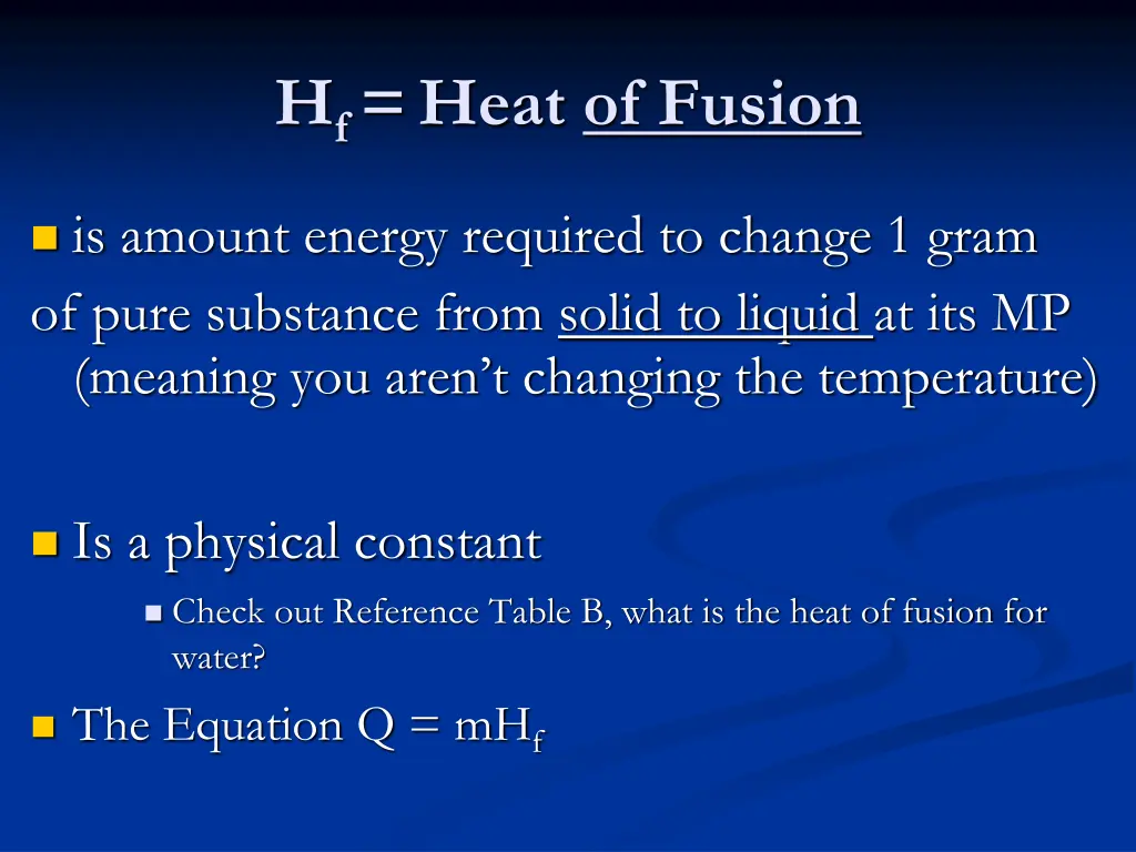 h f heat of fusion