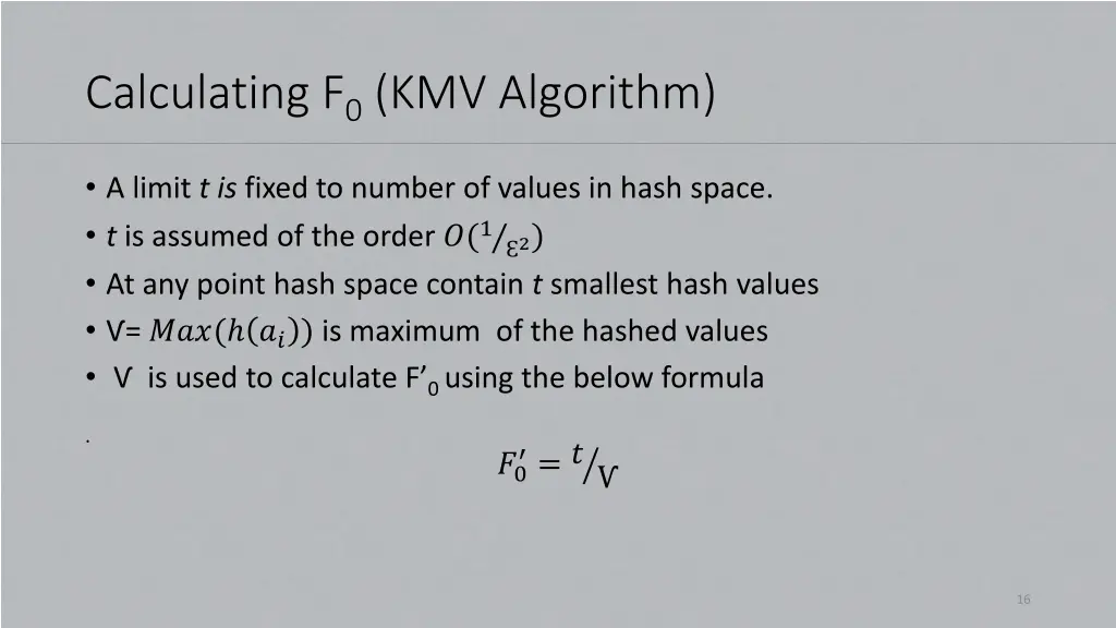 calculating f 0 kmv algorithm 1
