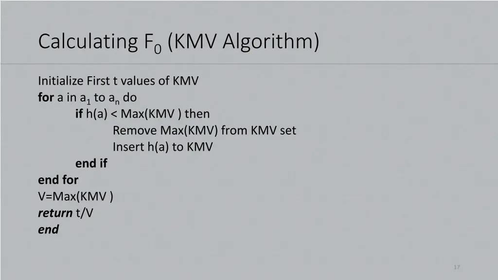 calculating f 0 kmv algorithm 2