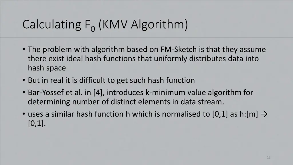 calculating f 0 kmv algorithm