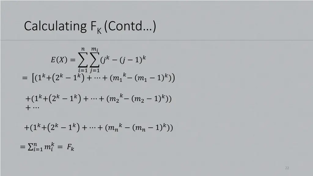 calculating f k contd 1