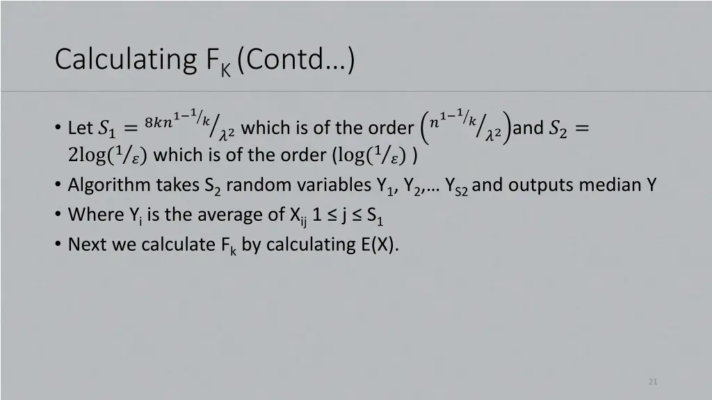 calculating f k contd
