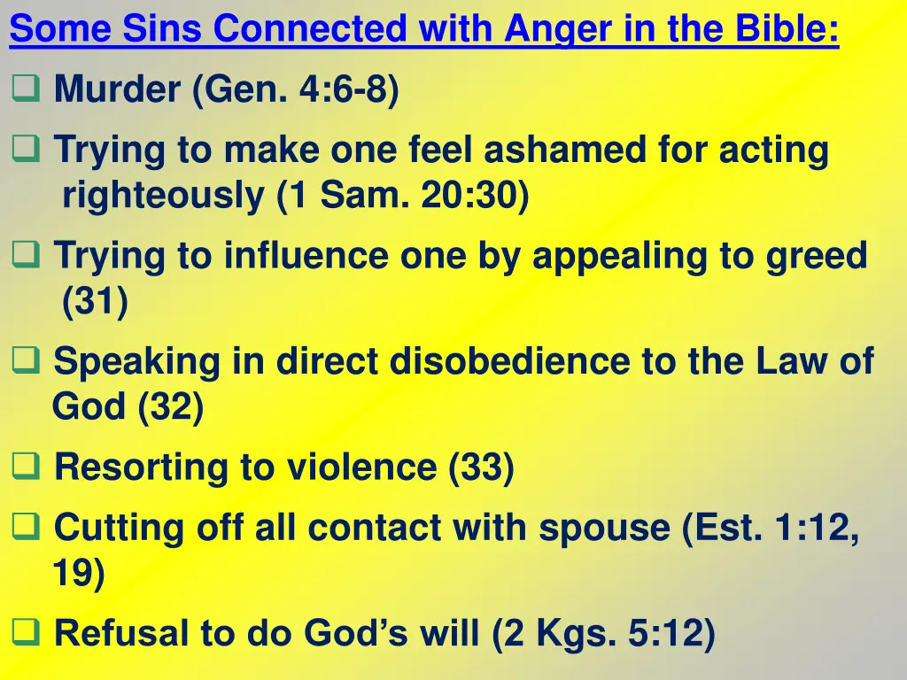 some sins connected with anger in the bible