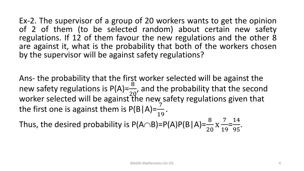 ex 2 the supervisor of a group of 20 workers
