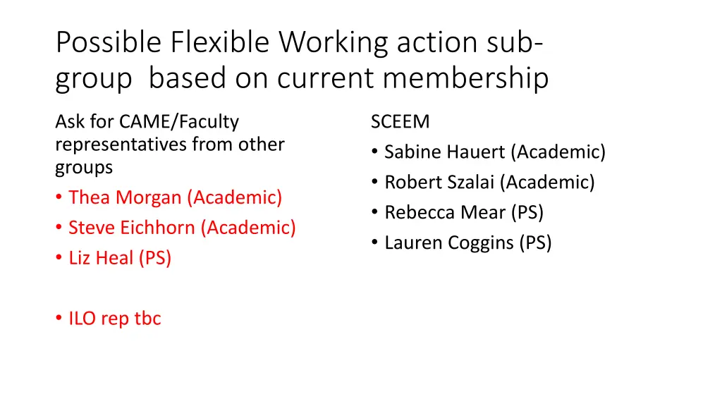 possible flexible working action sub group based