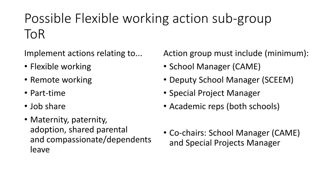 possible flexible working action sub group tor