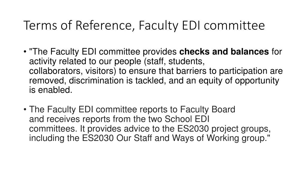 terms of reference faculty edi committee