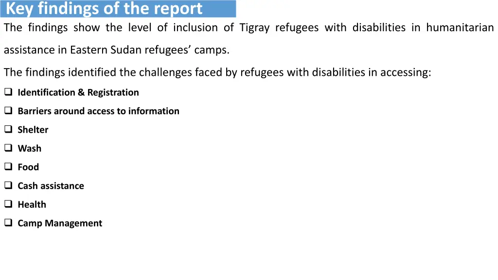 key findings of the report the findings show