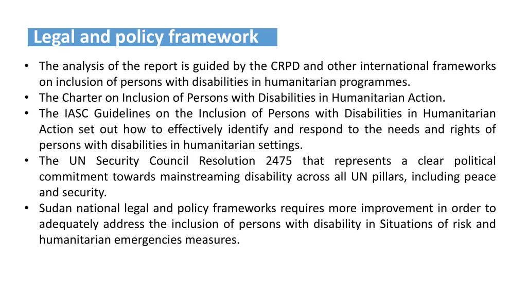 legal and policy framework