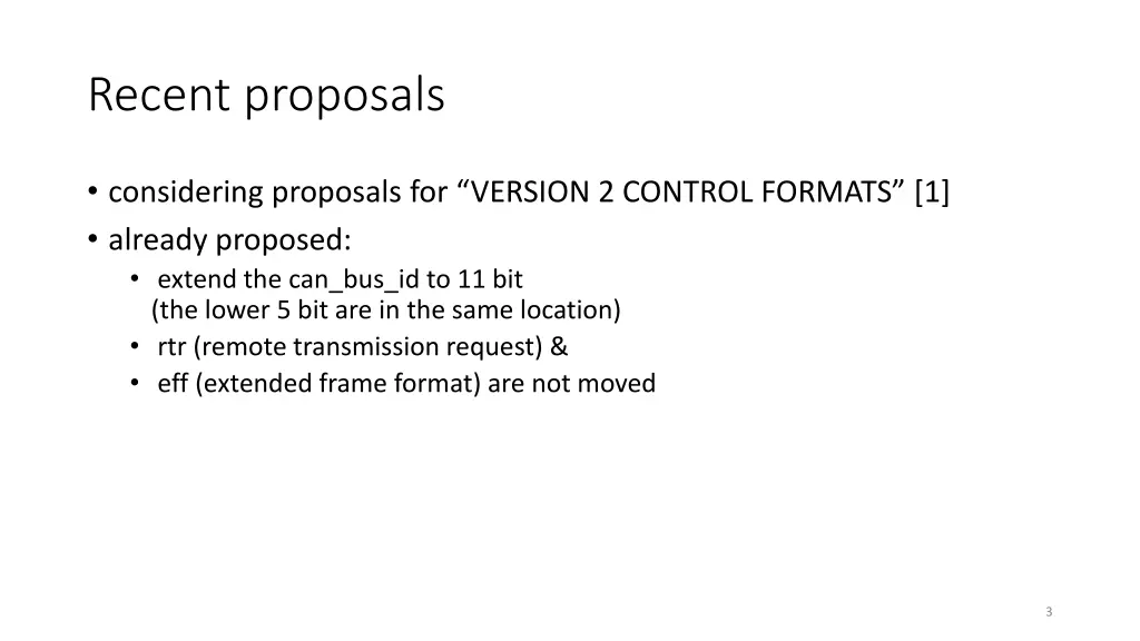 recent proposals