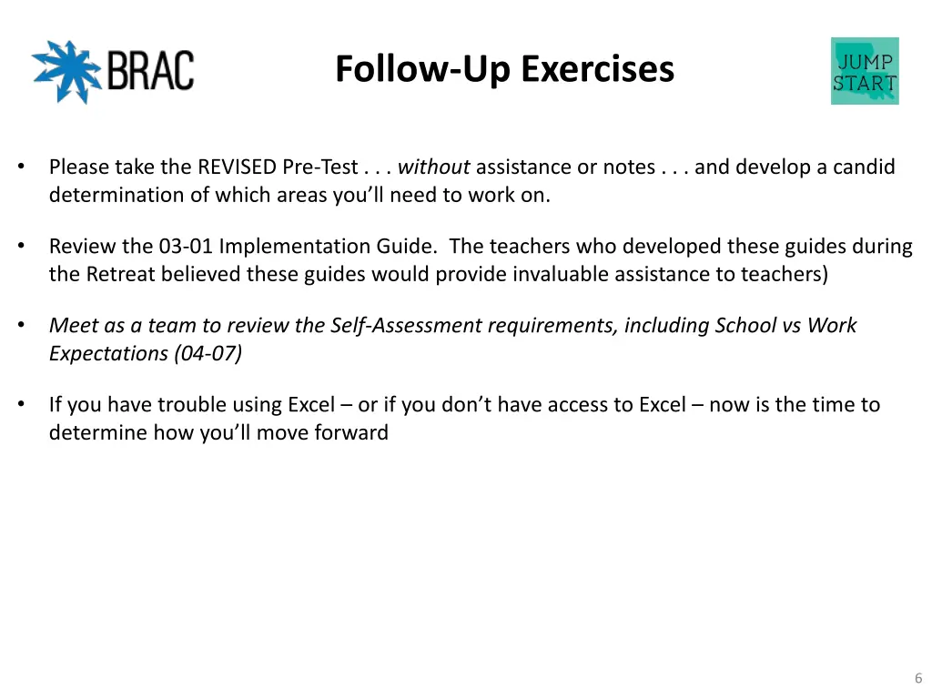 follow up exercises