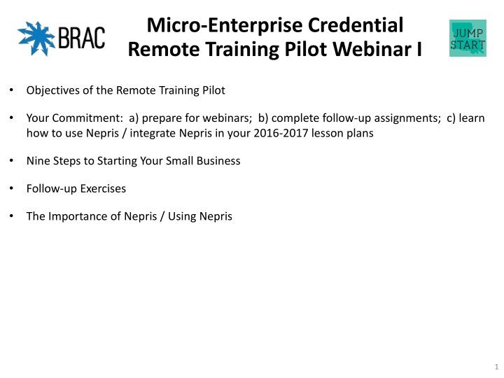 micro enterprise credential remote training pilot