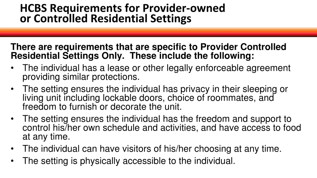hcbs requirements for provider owned
