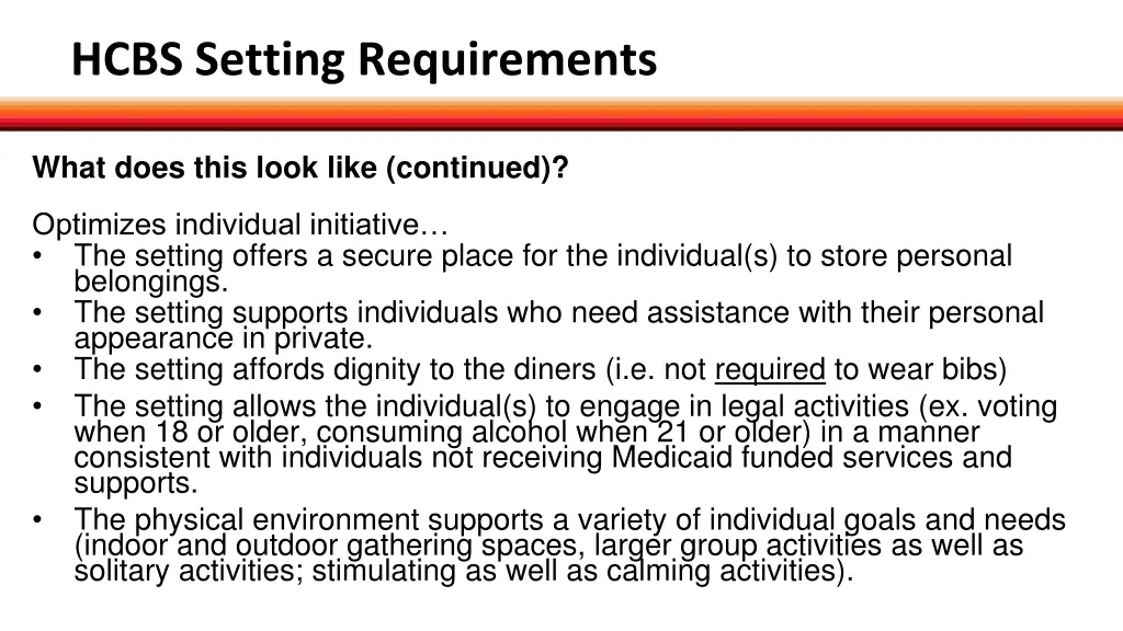 hcbs setting requirements 4