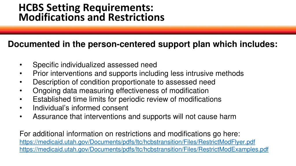 hcbs setting requirements modifications 5