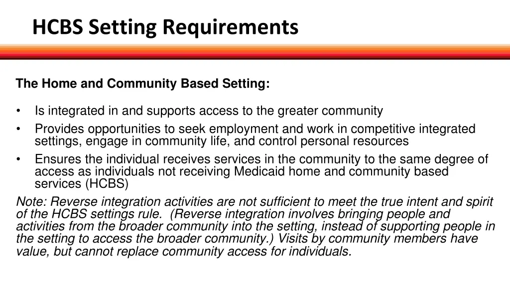hcbs setting requirements