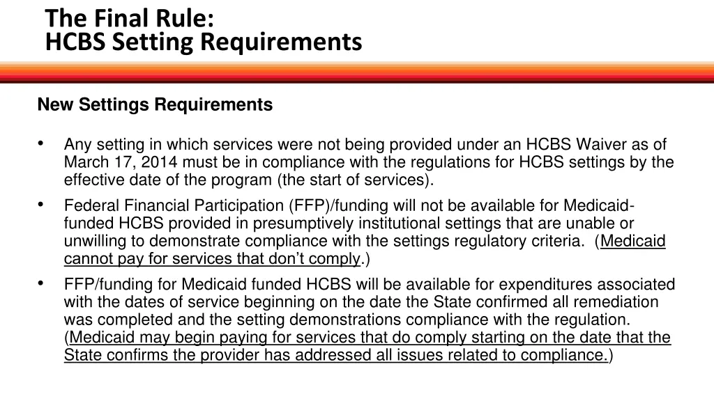the final rule hcbs setting requirements 2