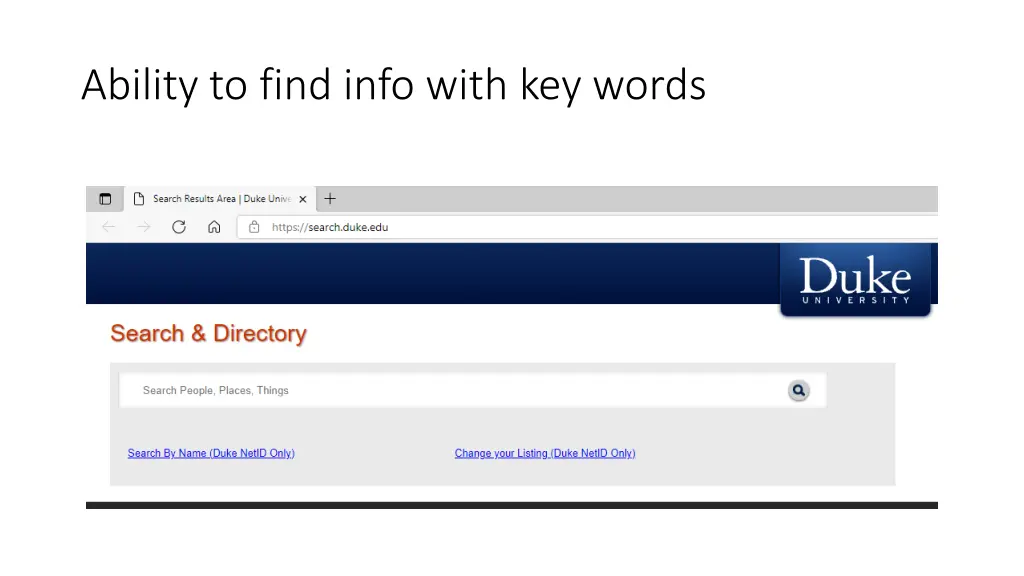 ability to find info with key words