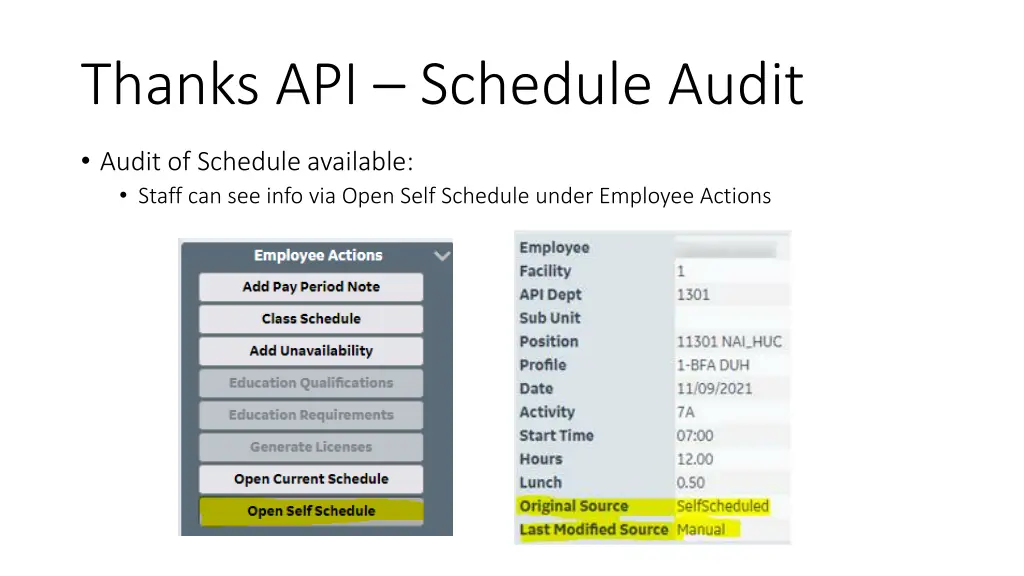 thanks api schedule audit