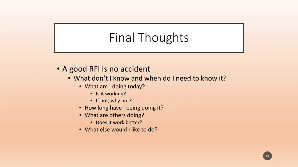final thoughts