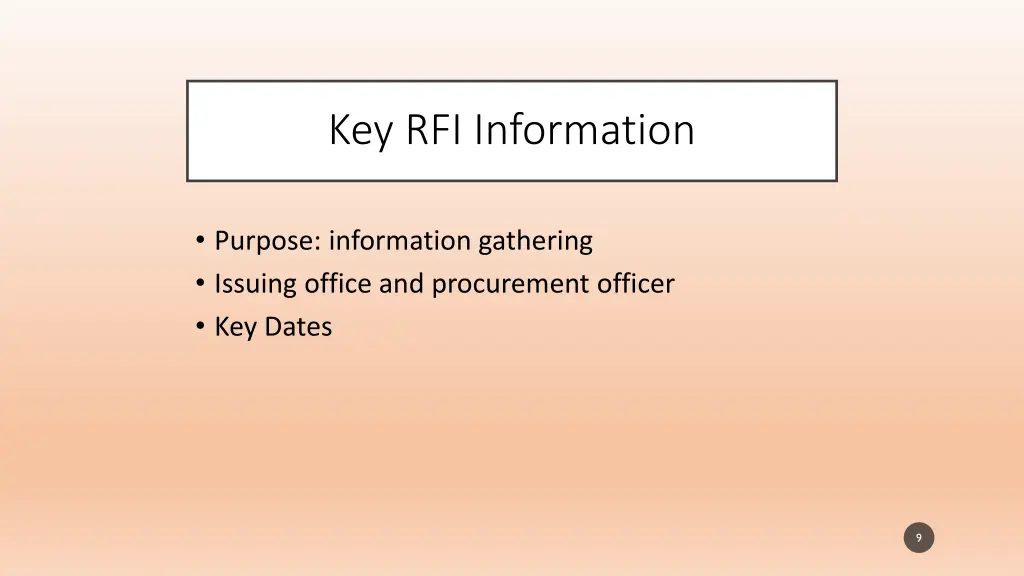 key rfi information