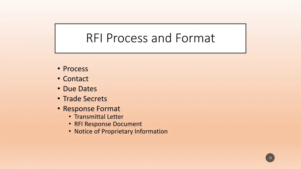 rfi process and format