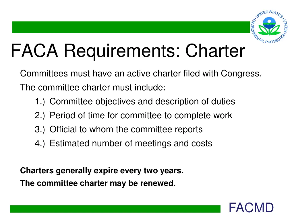 faca requirements charter