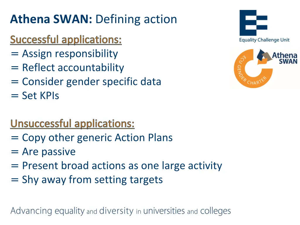 athena swan defining action