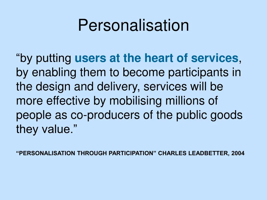 personalisation