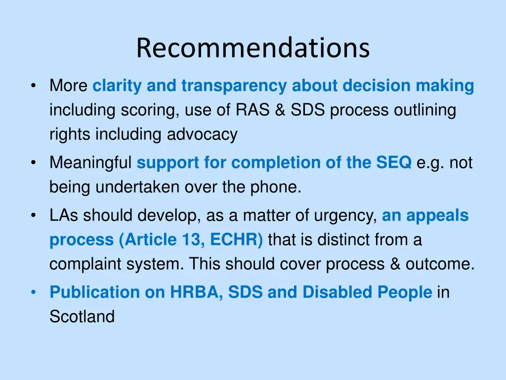 recommendations 1