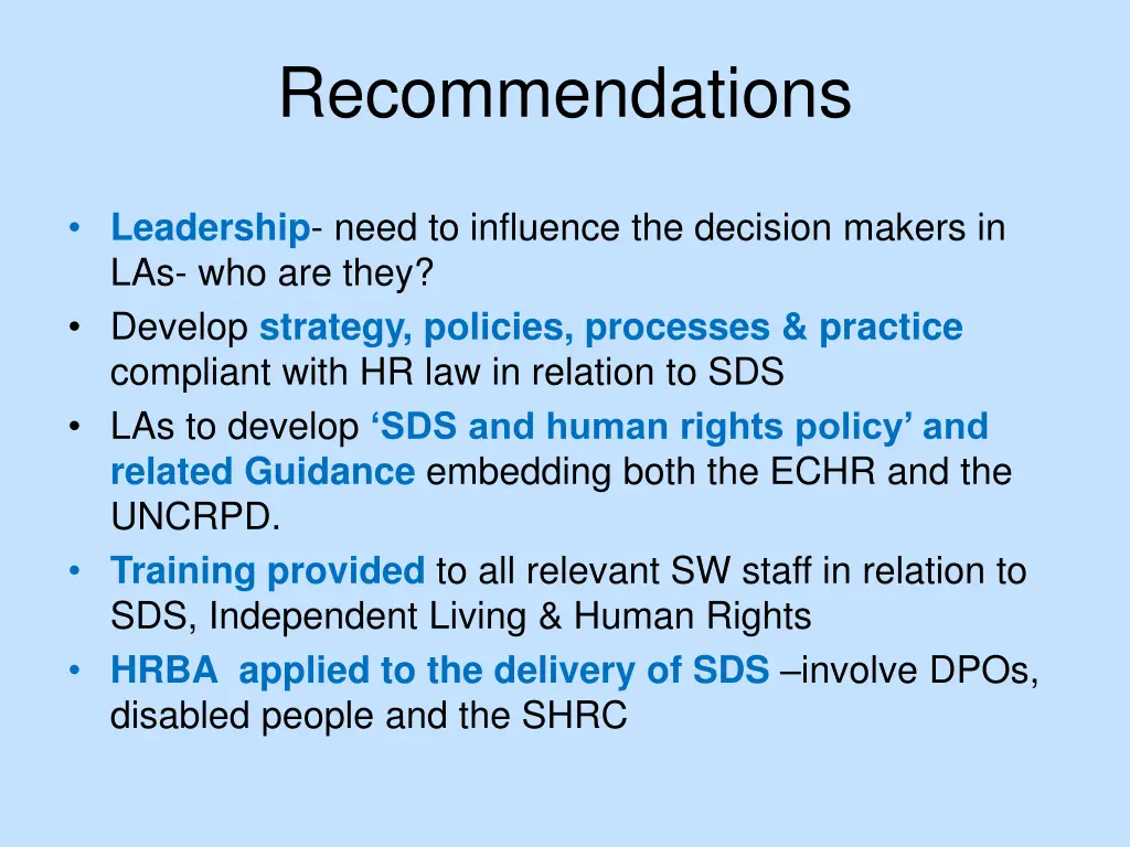 recommendations
