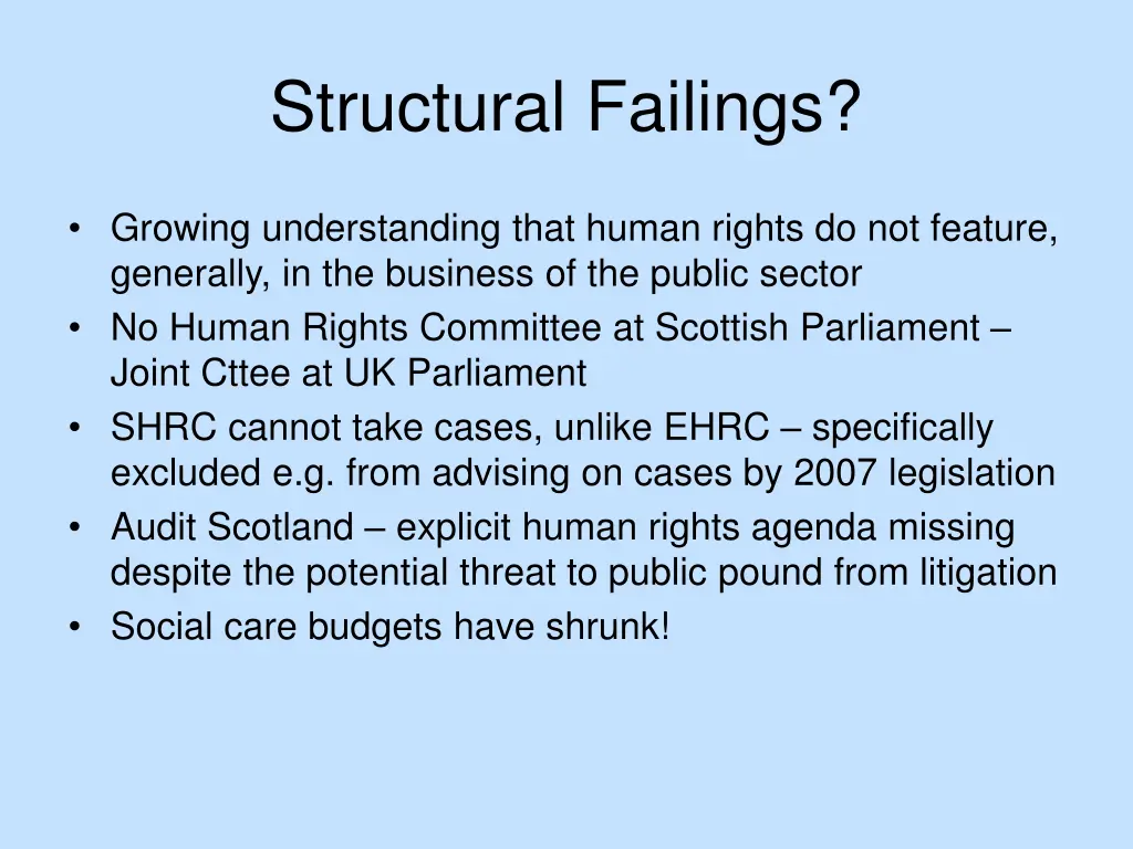 structural failings
