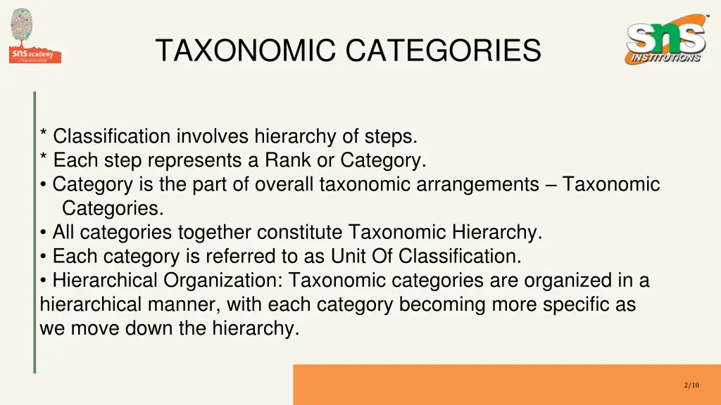taxonomic categories