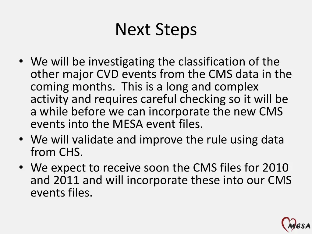 next steps