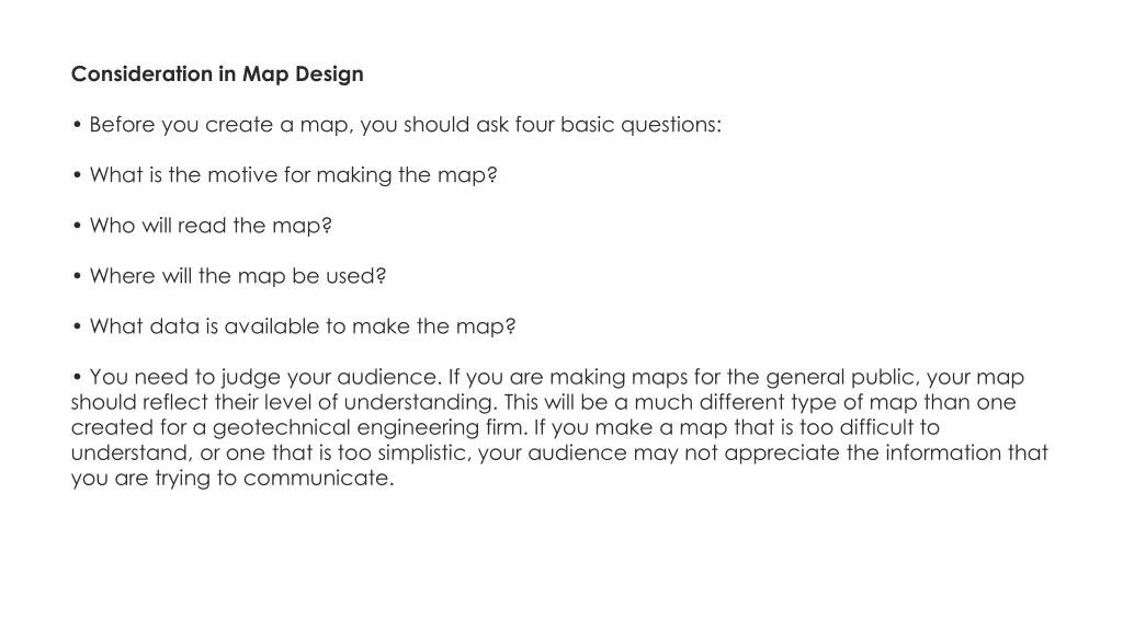 consideration in map design