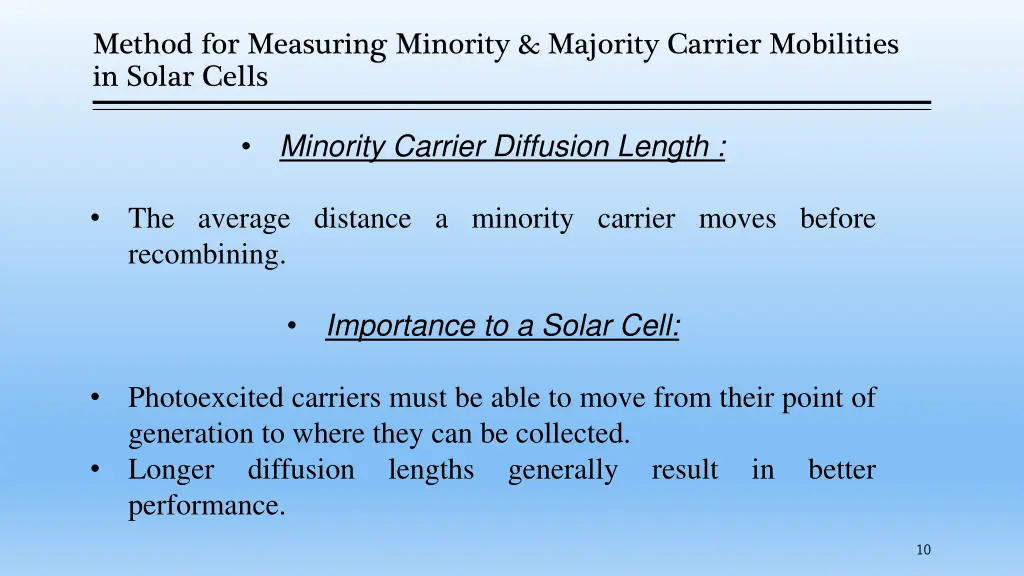 method for measuring minority majority carrier 1