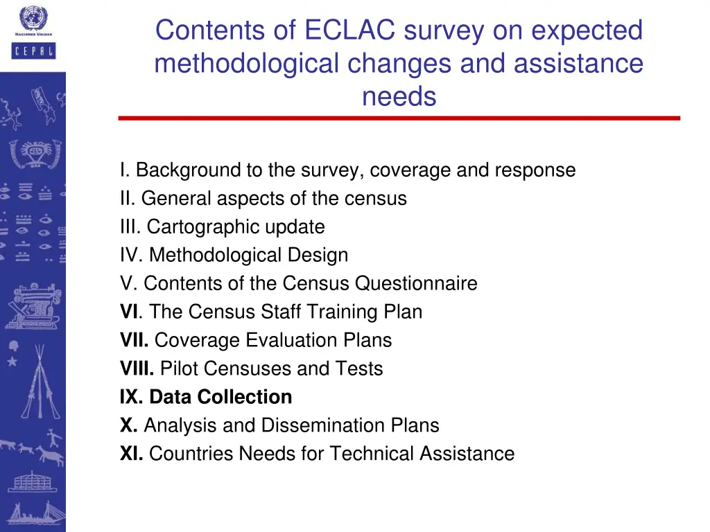 contents of eclac survey on expected