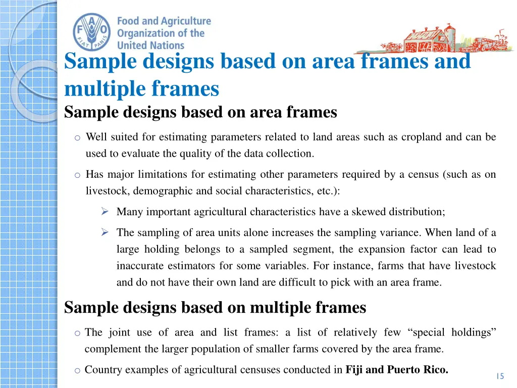 sample designs based on area frames and multiple