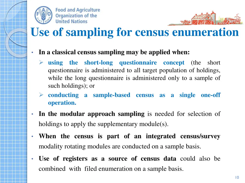 use of sampling for census enumeration