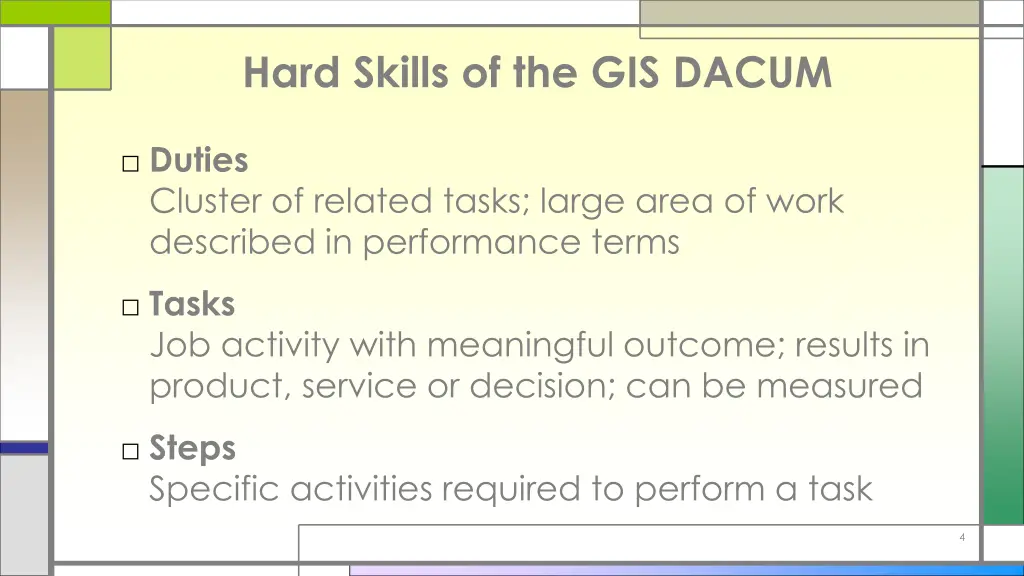 hard skills of the gis dacum