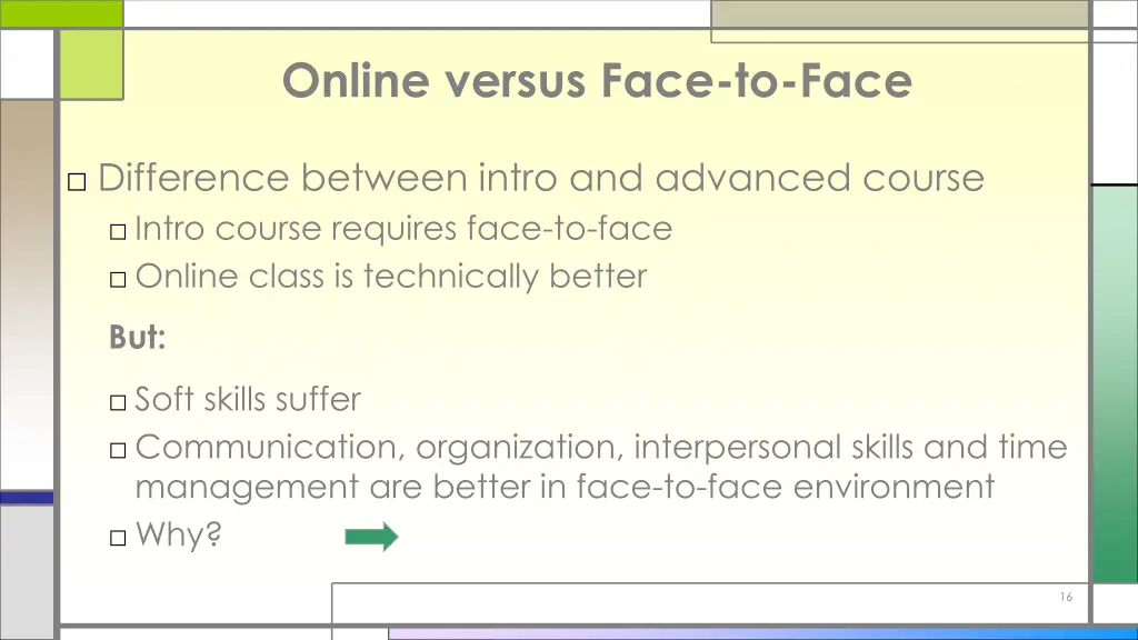 online versus face to face