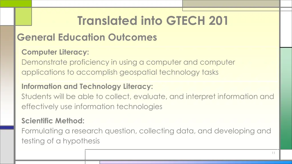 translated into gtech 201 general education