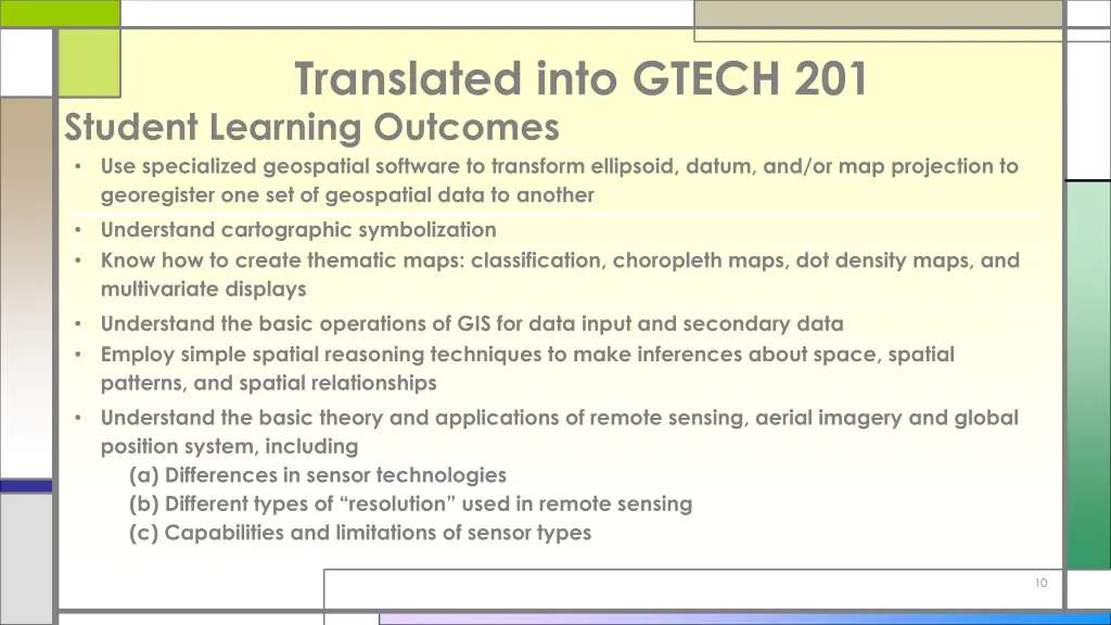 translated into gtech 201 student learning