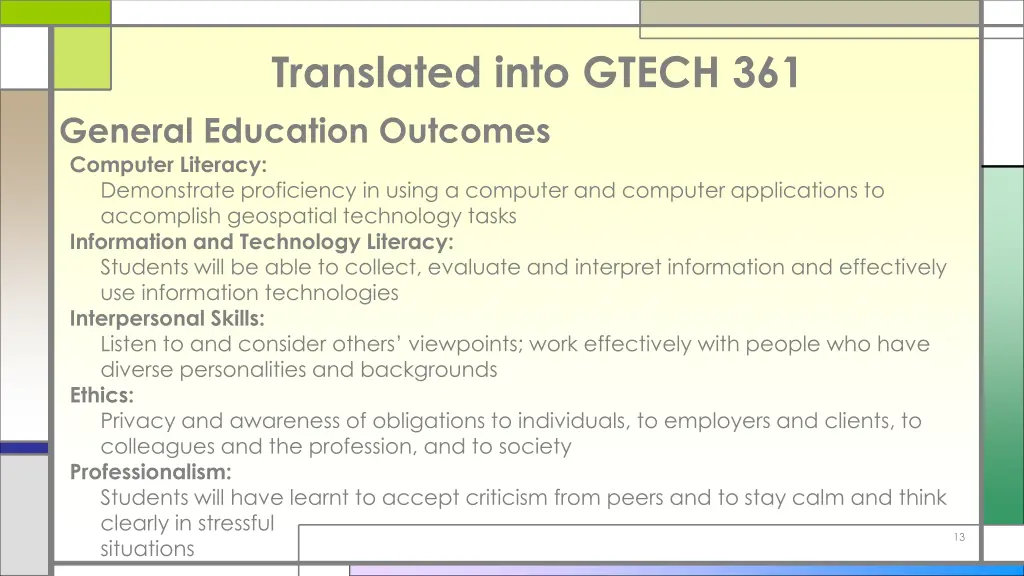translated into gtech 361 general education