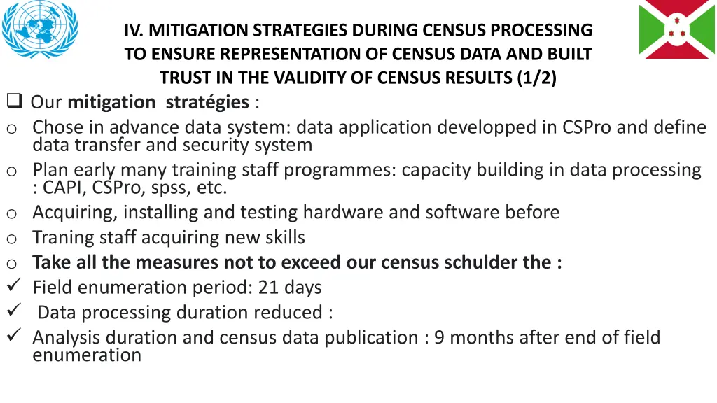 iv mitigation strategies during census processing