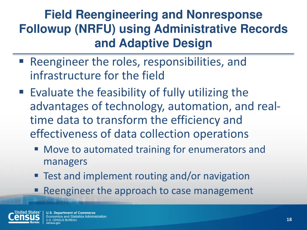 field reengineering and nonresponse followup nrfu