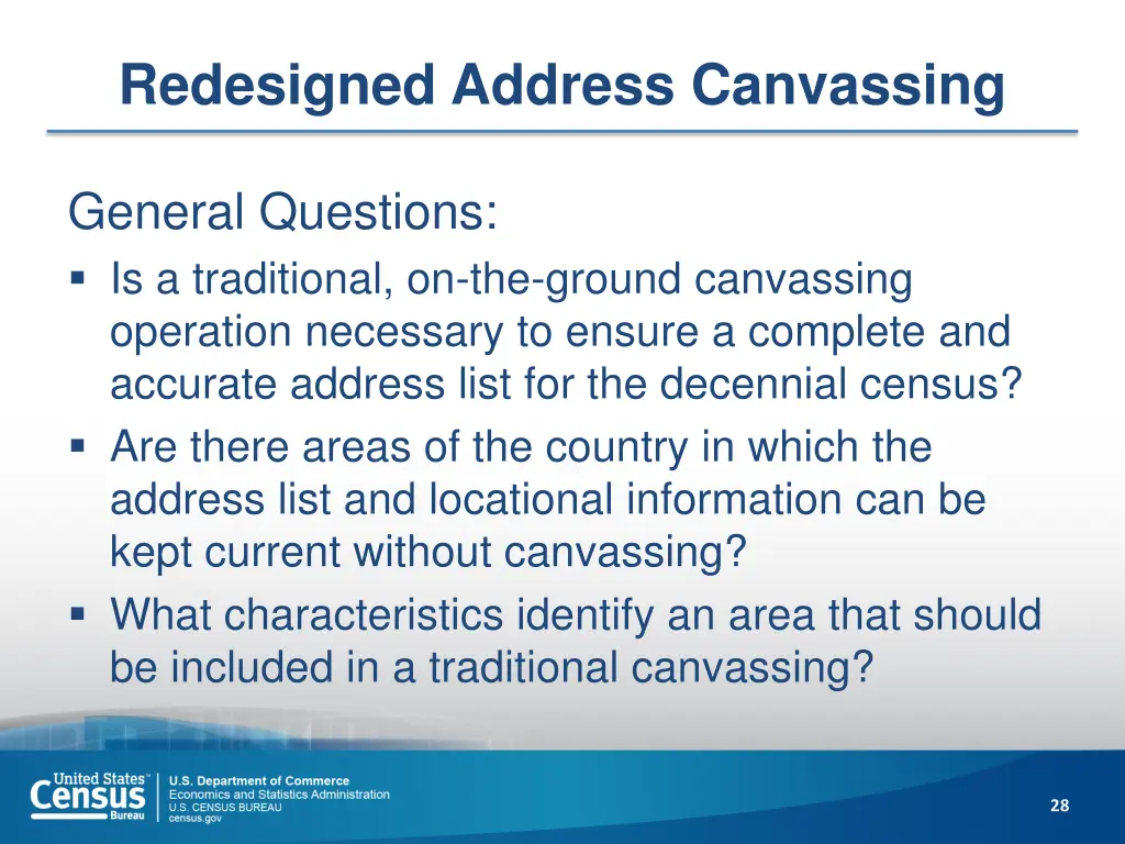 redesigned address canvassing