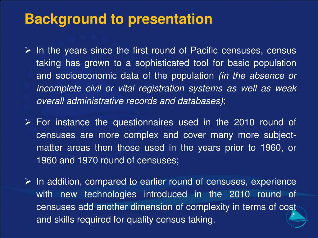 background to presentation