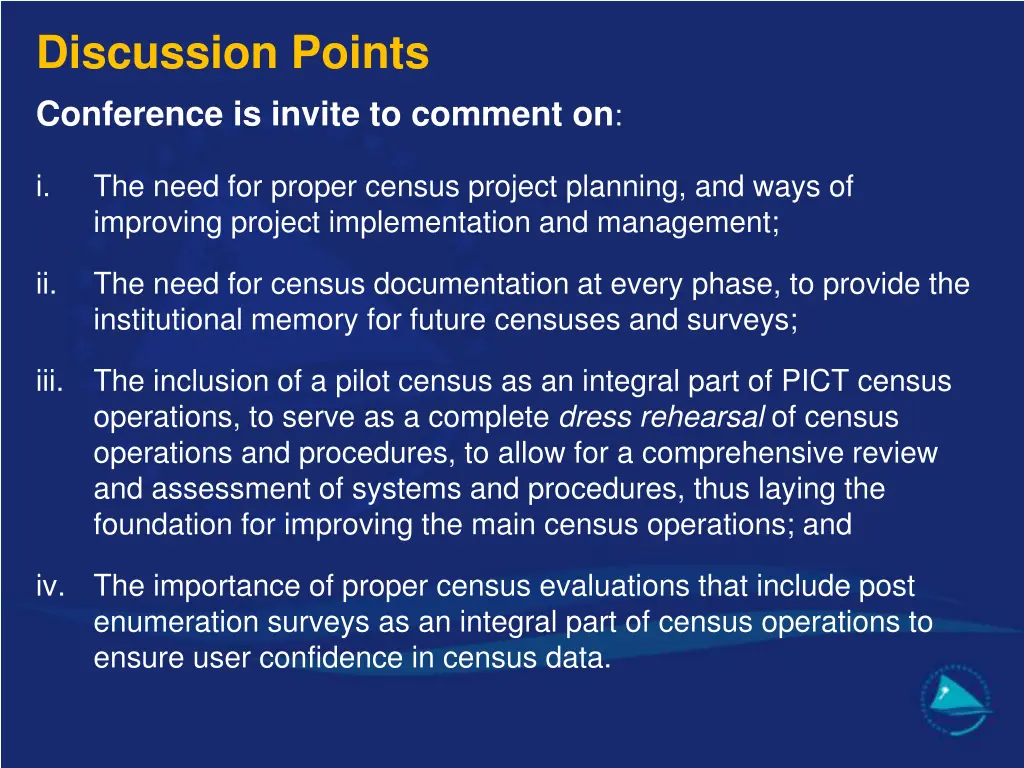 discussion points conference is invite to comment