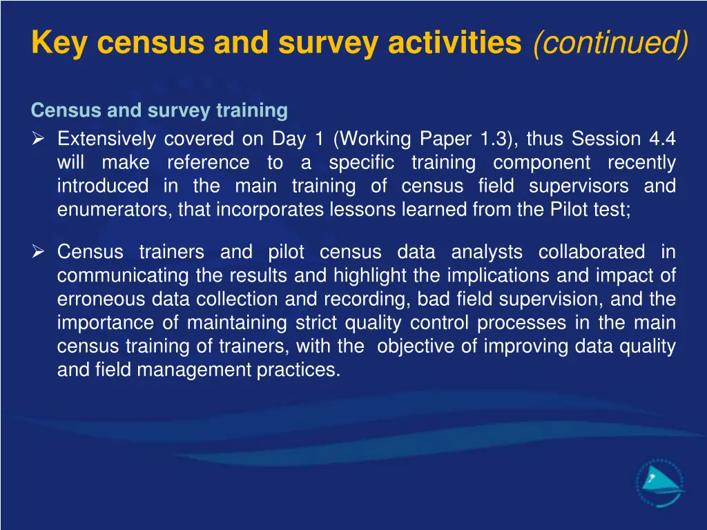 key census and survey activities continued 2